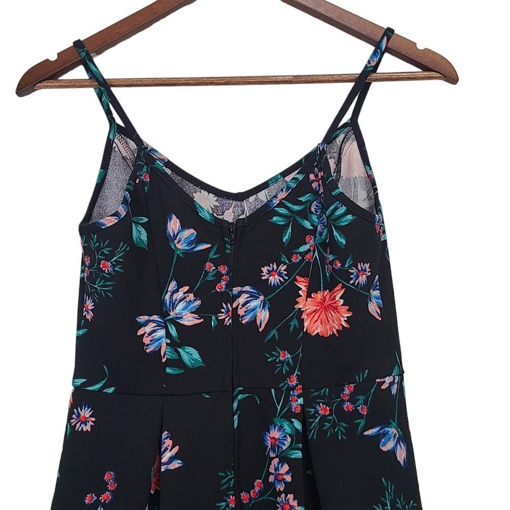 Speechless Fit Flair Skater Strappy Womens Dress Black Floral Size Medium - Picture 5 of 11